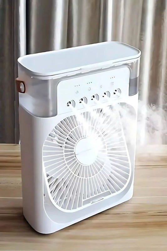 Ventilateur Climatiseur Portable 3-en-1 — Refroidisseur d'Air, Humidificateur & Veilleuse LED